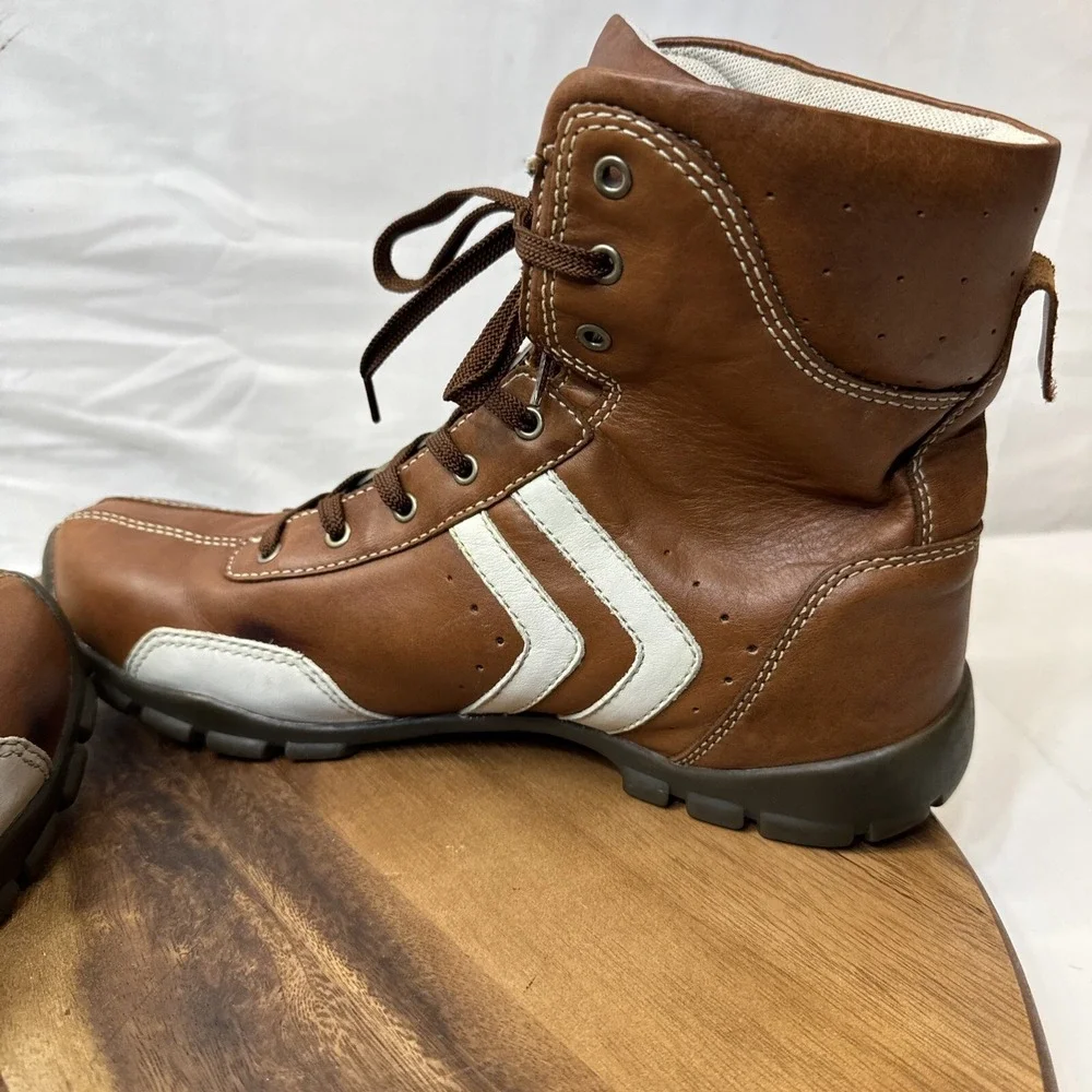 GBX Leather Ankle Boot Men's 10 M Dress Shoes‎ Brown Casual Lace Up 146914-9